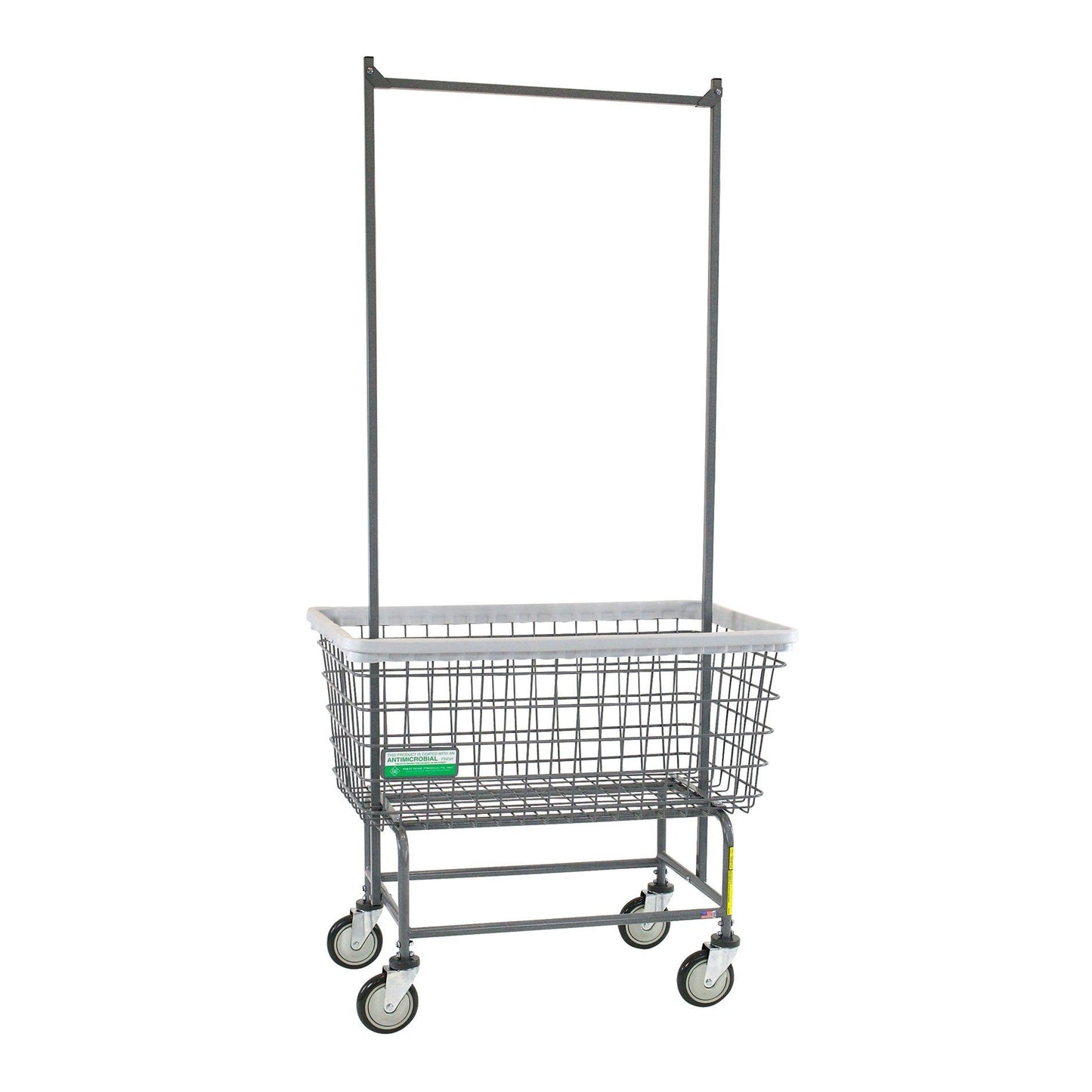 Antimicrobial Mega Capacity Laundry Cart (Big Dog) w/ Double Pole Rack