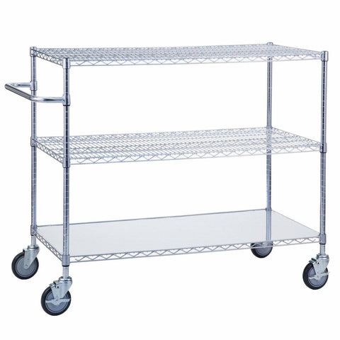 新品HUBERT Utility Cart 3 Shelves Grey Plastic - 24L x 18W x 39 14H