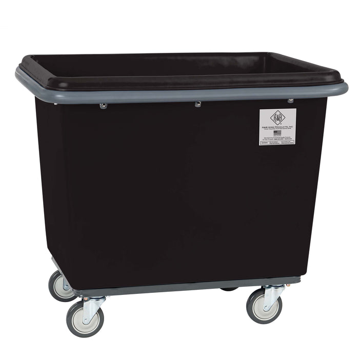 Black utility cart with wheels on a white background