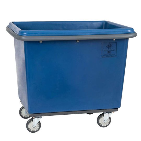 Blue utility cart with wheels on a white background