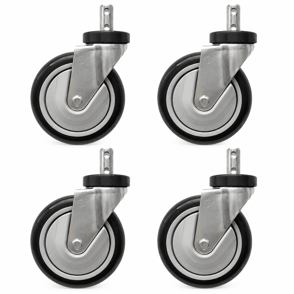 5 inch Mega-Caster, Gray - Clean Wheel System™, 4 Pack