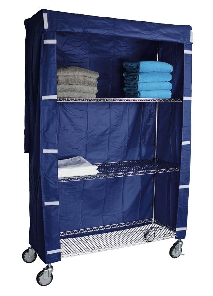 Short Rolling Wire Shelving Cart Nylon Cover 36x18x68