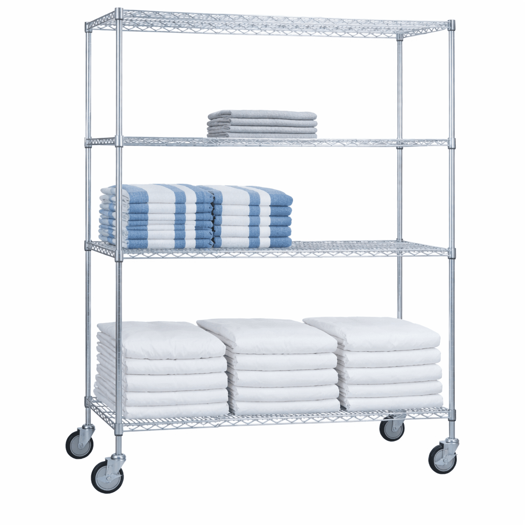 Rolling Wire Shelving Cart 18 x 60 x 78 With Wire Shelves - (72"ht. Poles)