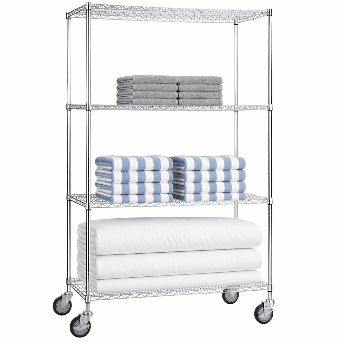 Rolling Wire Shelving Cart 24 x 36 x 68 Wire Shelves - (62"ht. Poles)