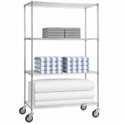 Rolling Wire Shelving Cart 18 x 36 x 78 With Wire Shelves - (72"ht. Poles)