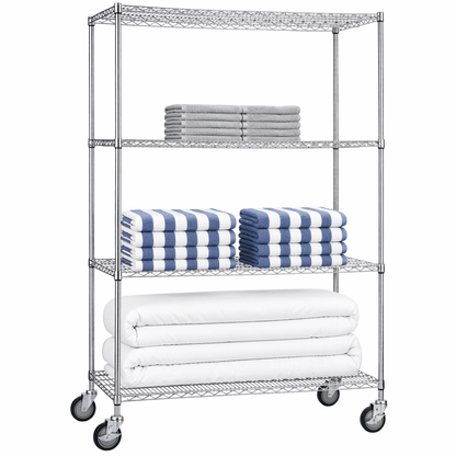 Rolling Wire Shelving Cart 18 x 48 x 68 With Wire Shelves - (62"ht. Poles)