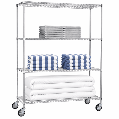 Rolling Wire Shelving Cart 18 x 60 x 78 With Wire Shelves - (72"ht. Poles)
