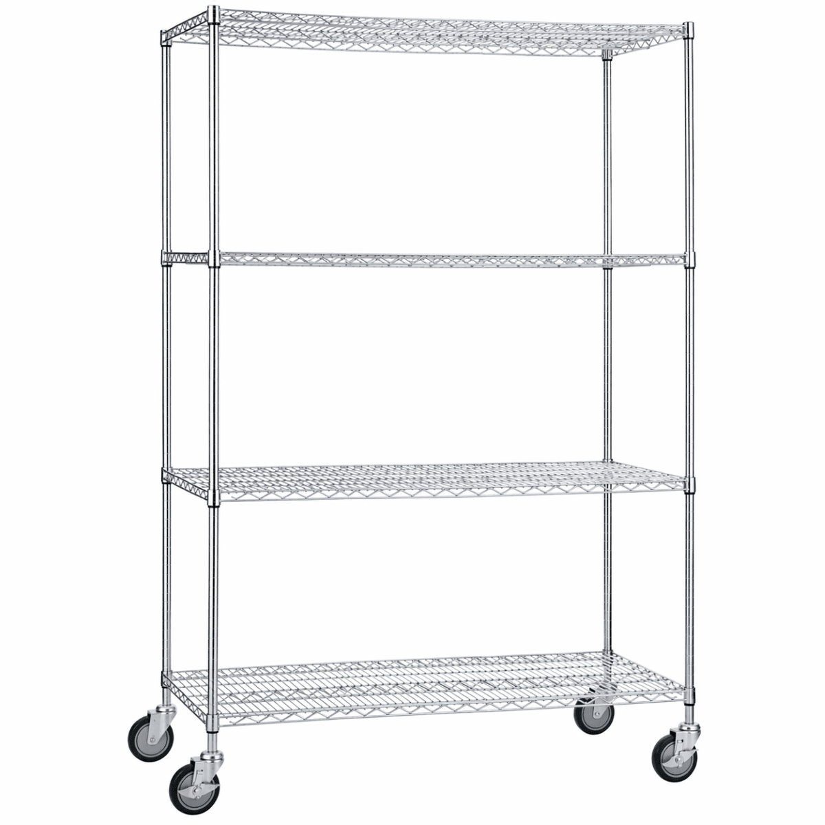 Rolling Wire Shelving Cart 18 x 48 x 68 With Wire Shelves - (62"ht. Poles)