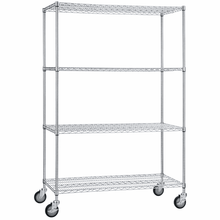 Rolling Wire Shelving Cart 24 x 48 x 68 With Wire Shelves - (62"ht. Poles)