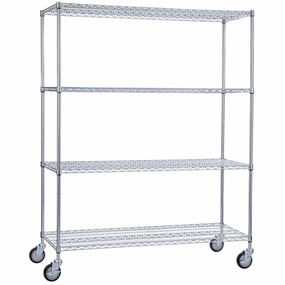 Rolling Wire Shelving Cart 18 x 60 x 78 With Wire Shelves - (72"ht. Poles)