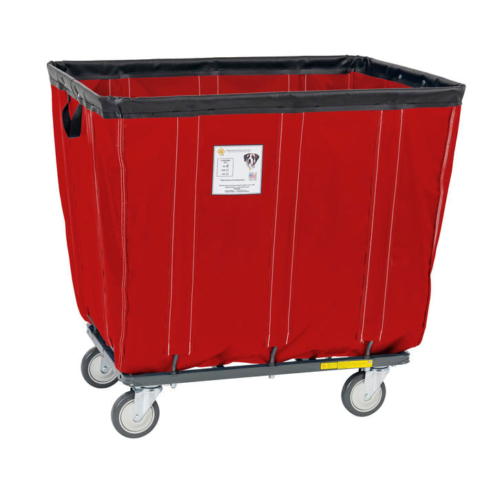 Red cart with black top on a white background
