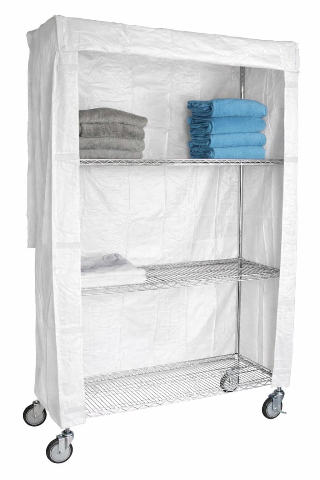 Short Rolling Wire Shelving Cart Nylon Cover 36x18x68