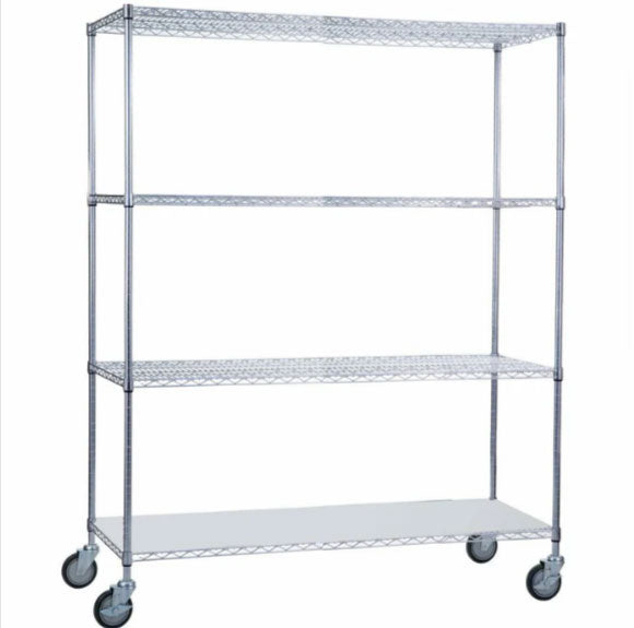 Solid bottom wire shelving