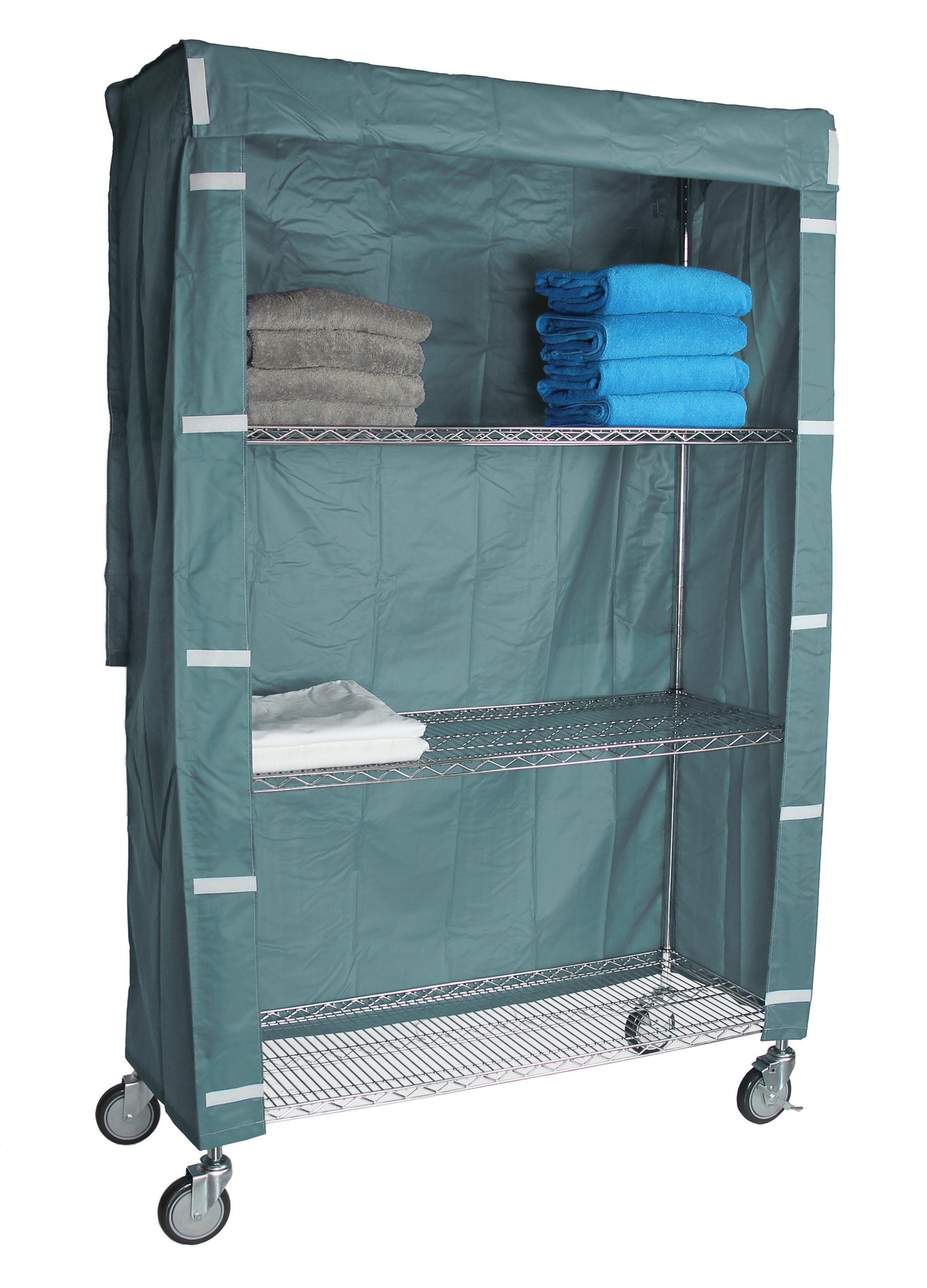 Tall Rolling Wire Shelving Cart Nylon Cover 60x18x72