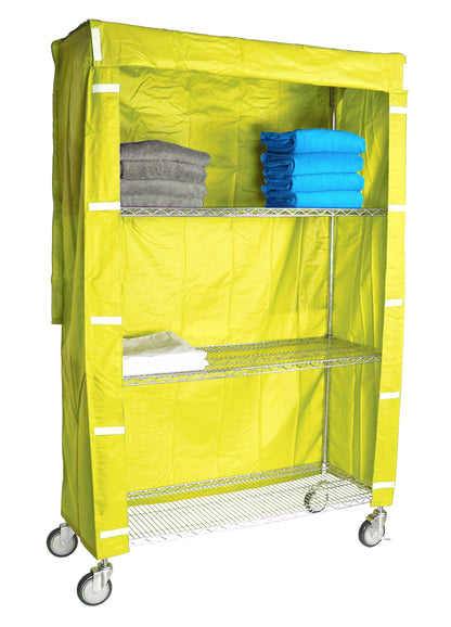 Short Rolling Wire Shelving Cart Nylon Cover 36x18x68