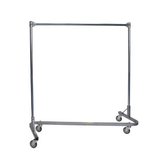 Z-style industrial garment rack.