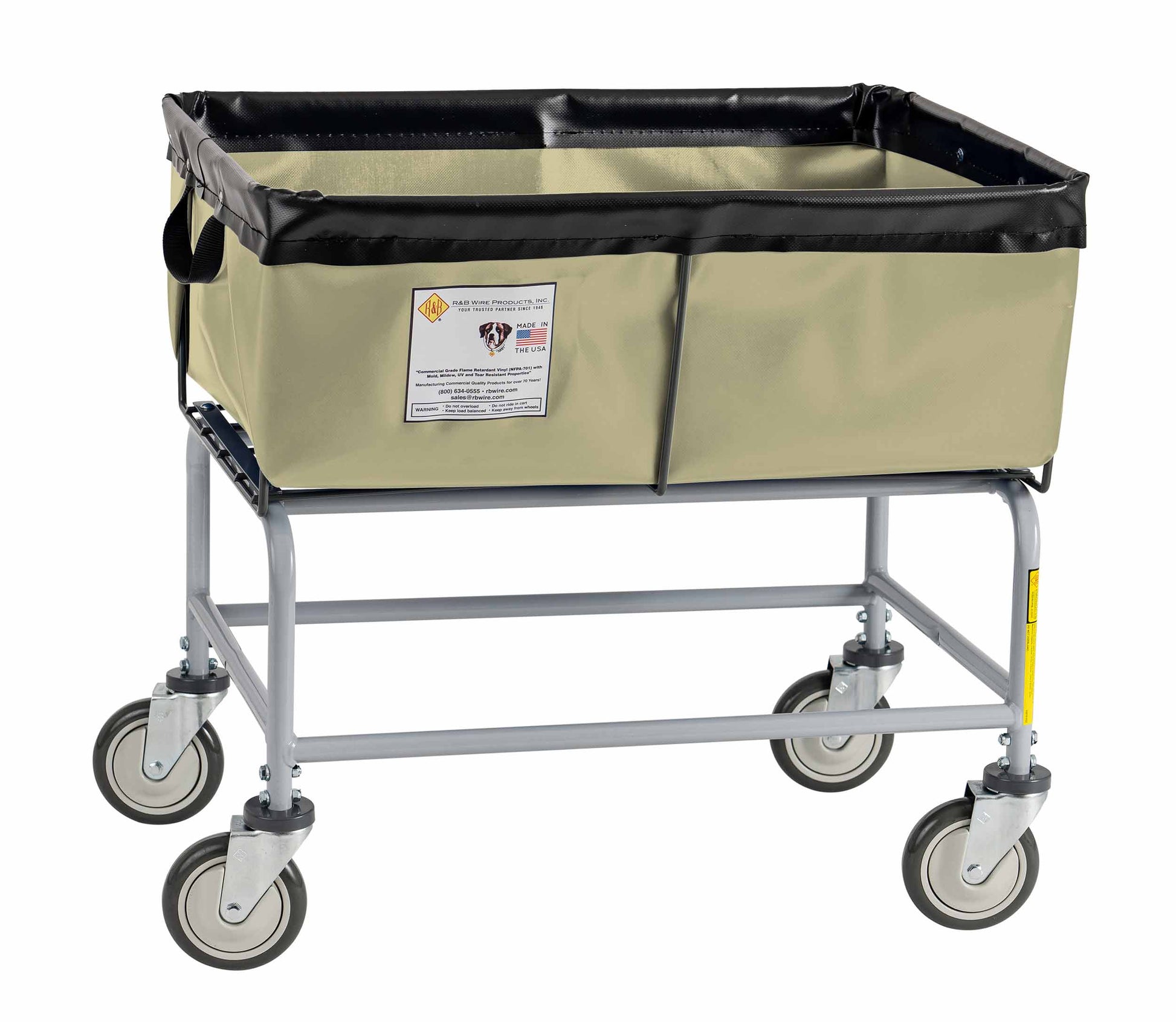 R&B Wire 3 Bushel Fully Sewn Elevated Vinyl Basket Truck, Beige