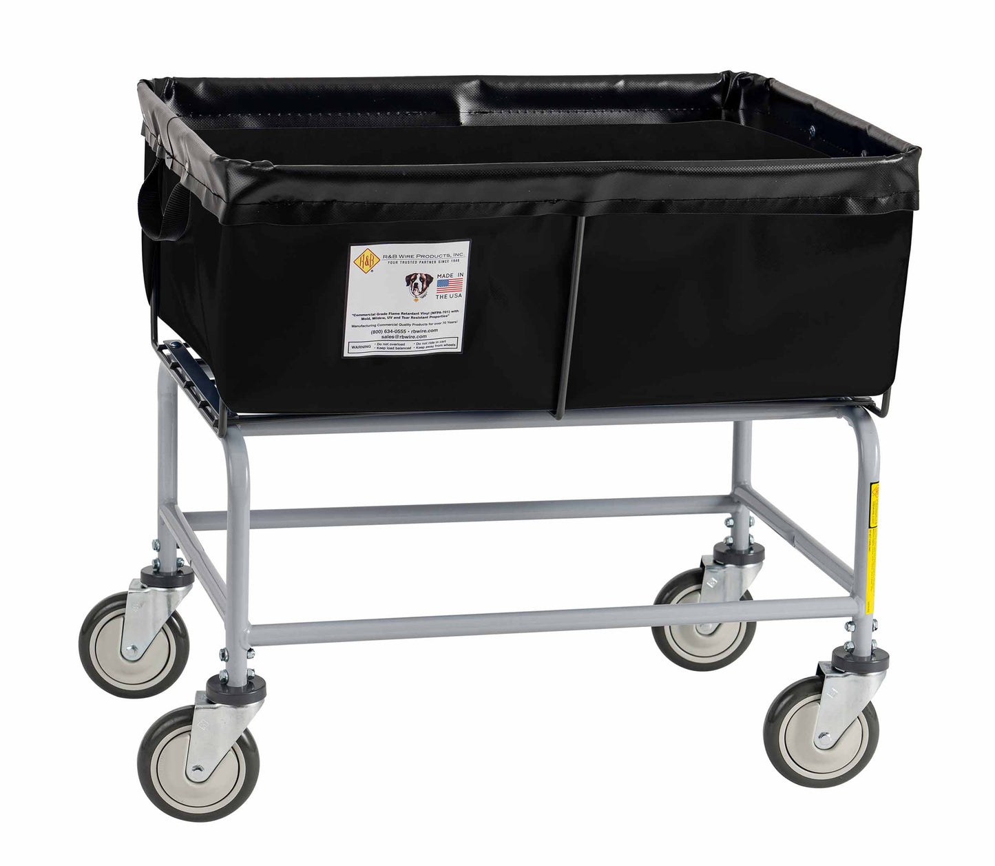 R&B Wire 3 Bushel Fully Sewn Elevated Vinyl Basket Truck, Black