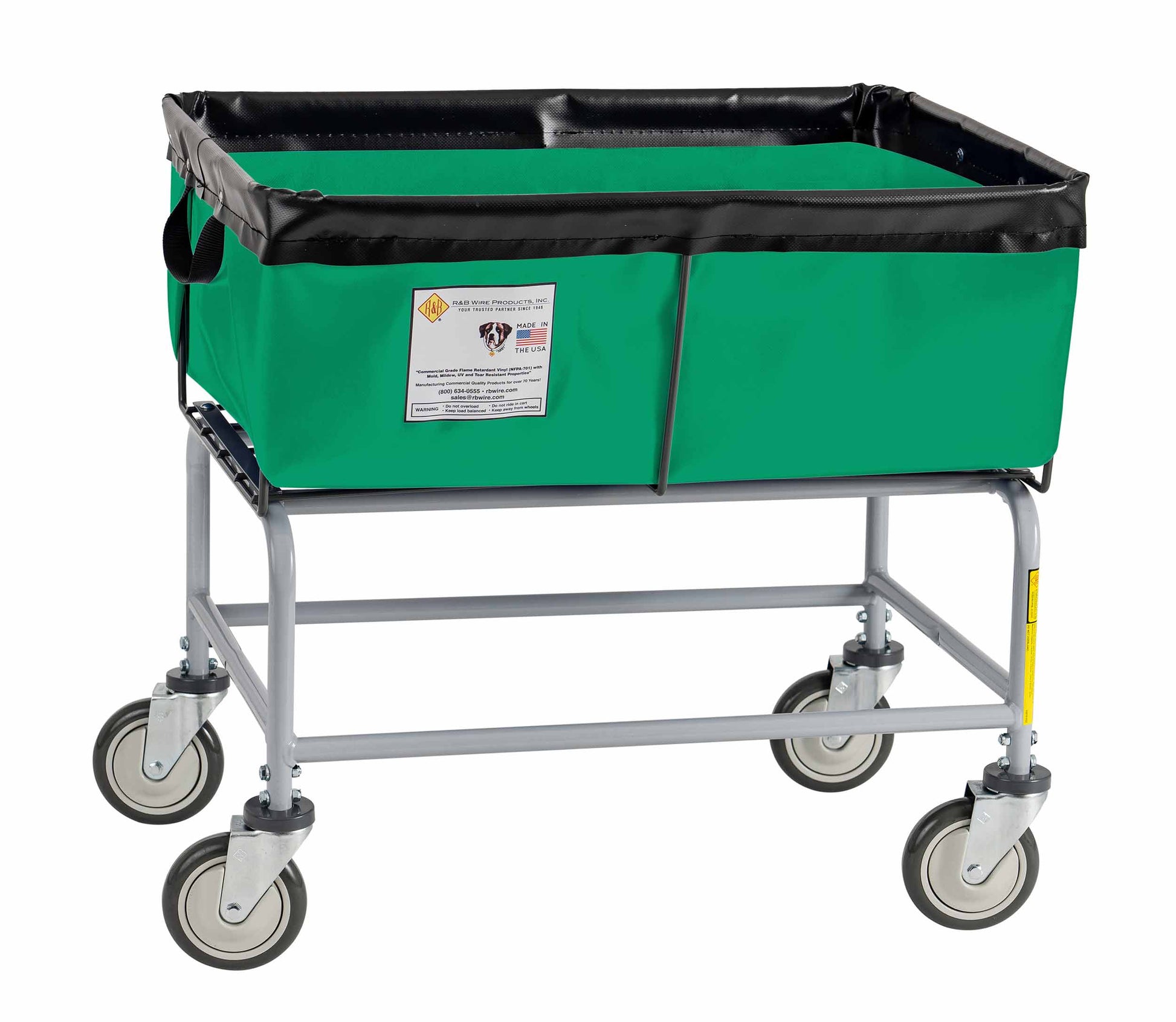 R&B Wire 3 Bushel Fully Sewn Elevated Vinyl Basket Truck, Forest Green