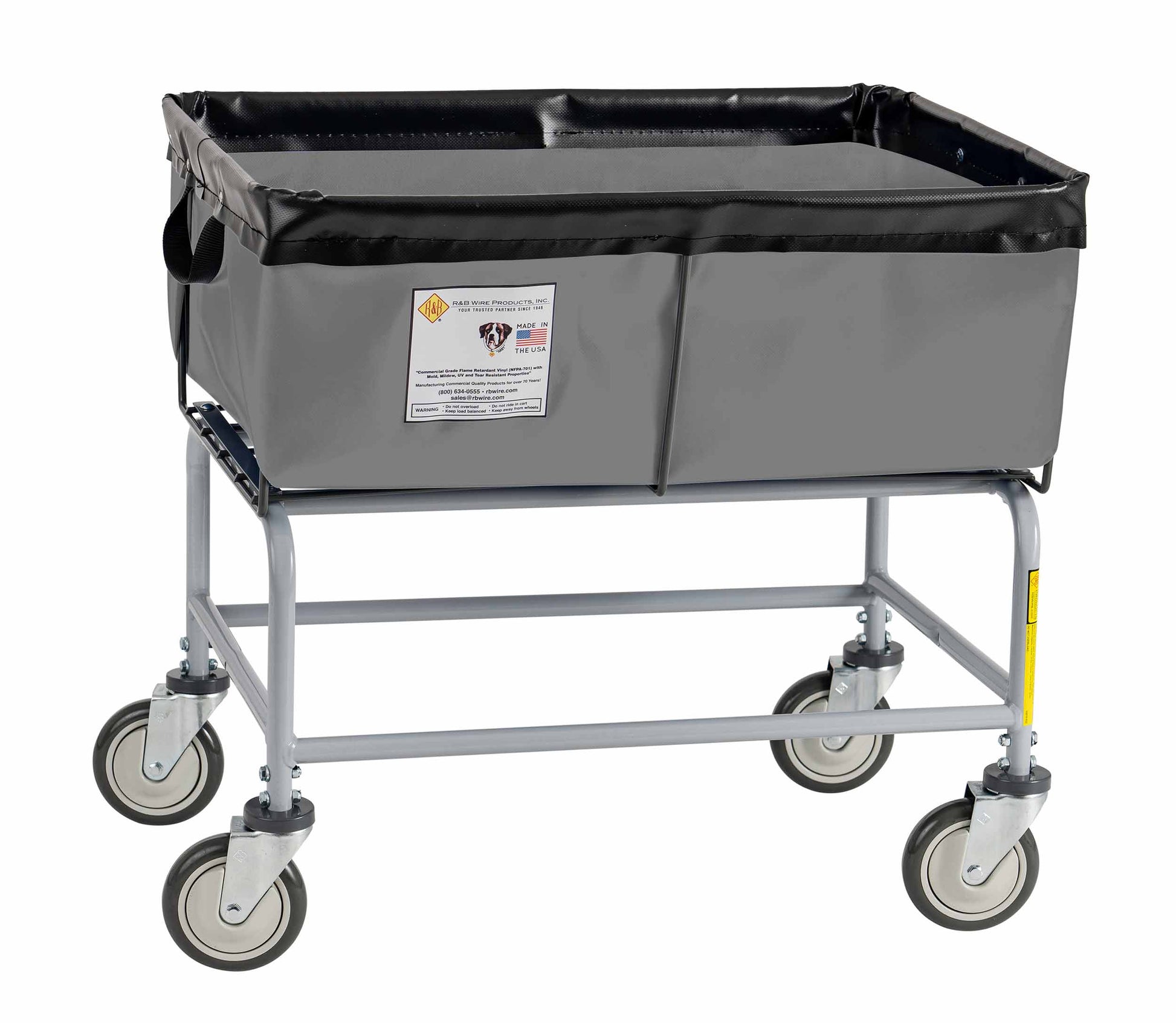R&B Wire 3 Bushel Fully Sewn Elevated Vinyl Basket Truck, Gray
