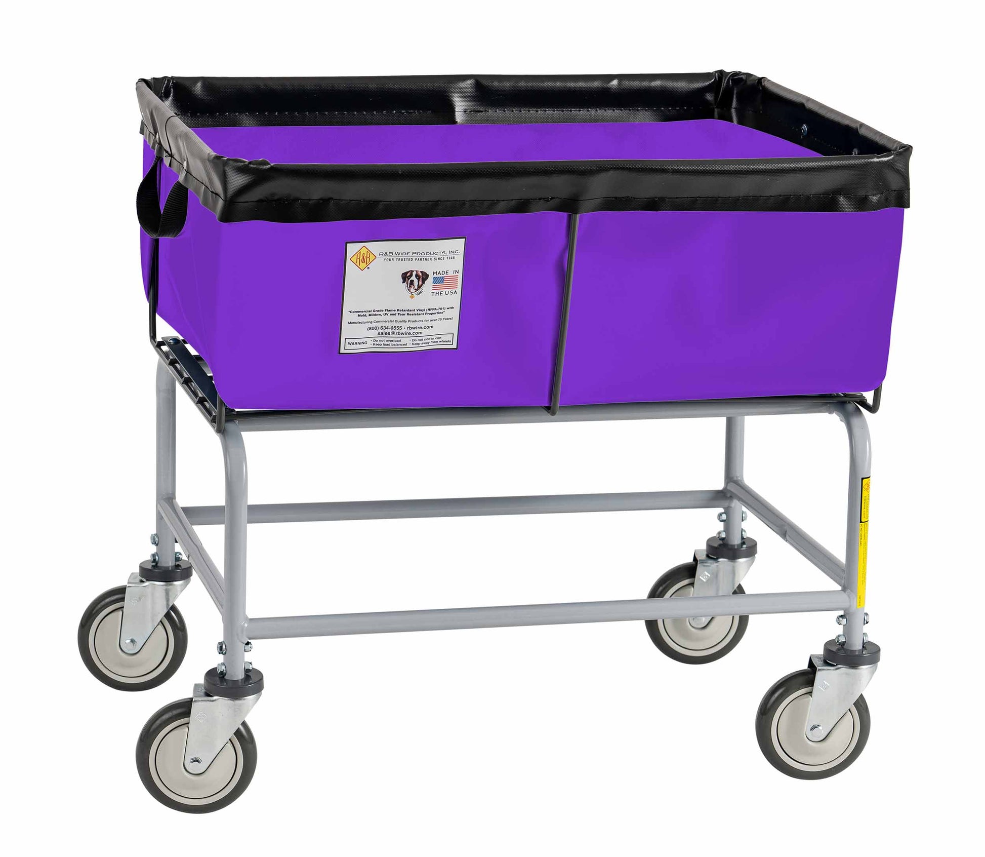 R&B Wire 3 Bushel Fully Sewn Elevated Vinyl Basket Truck, Purple