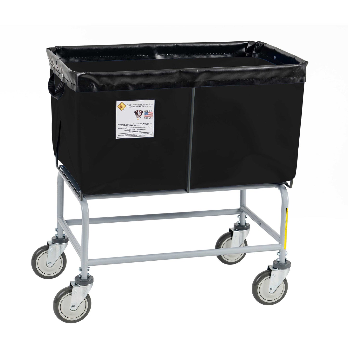R&B Wire 4 Bushel Fully Sewn Elevated Vinyl Basket Truck, Black