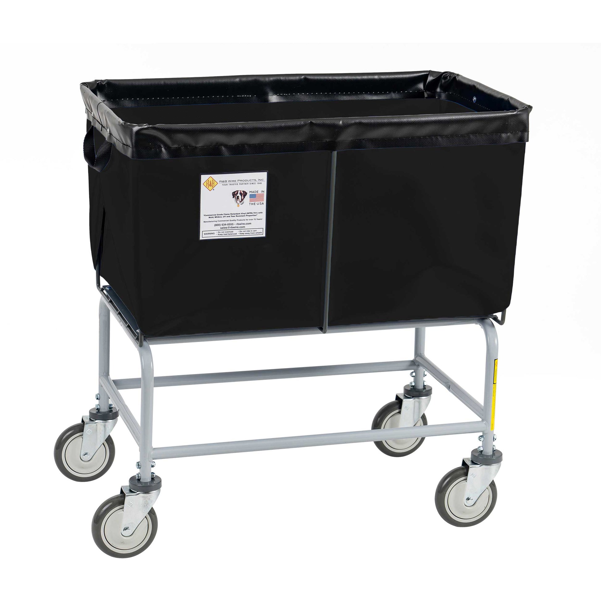 R&B Wire 4 Bushel Fully Sewn Elevated Vinyl Basket Truck, Black