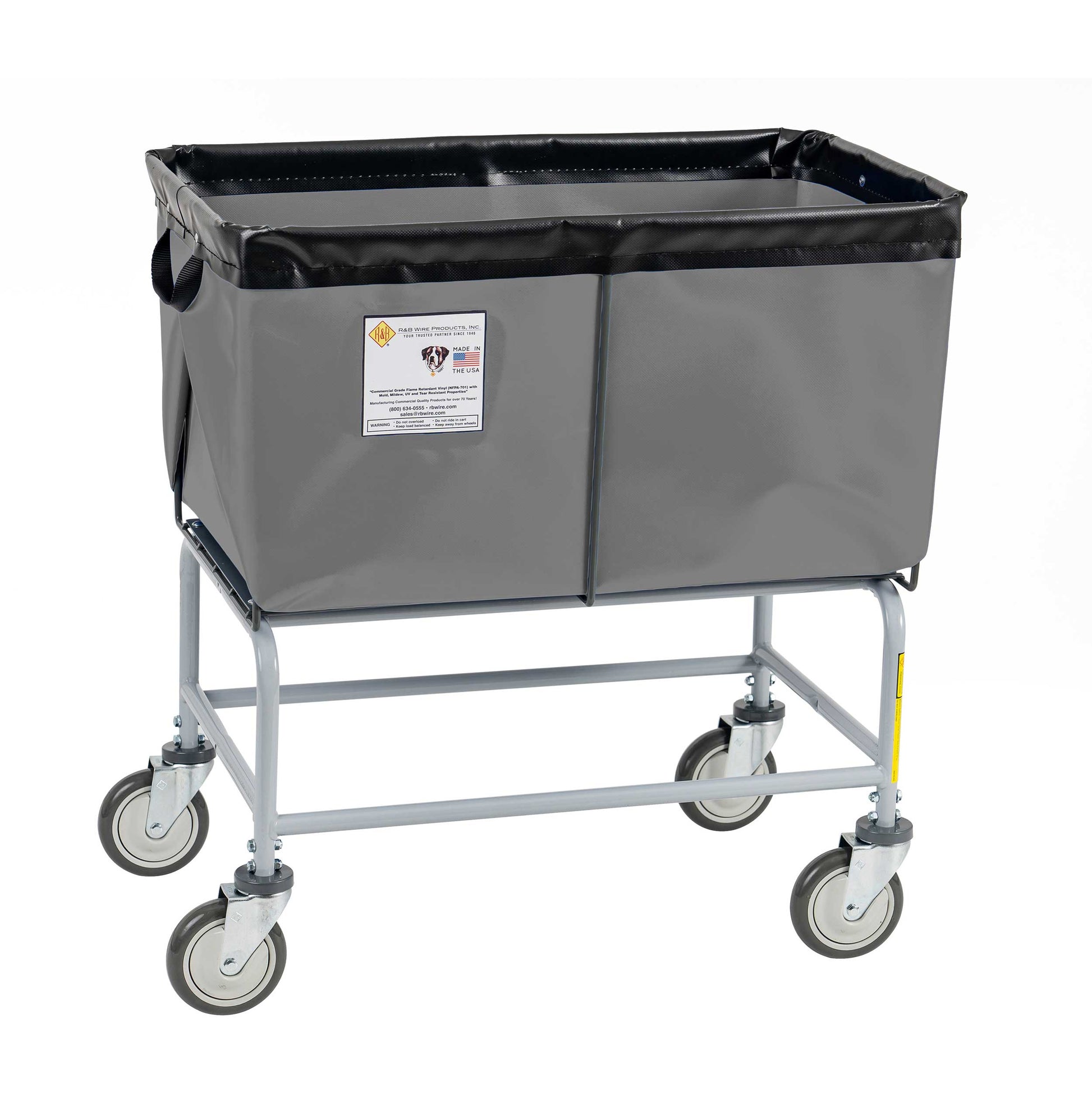R&B Wire 4 Bushel Fully Sewn Elevated Vinyl Basket Truck, Gray