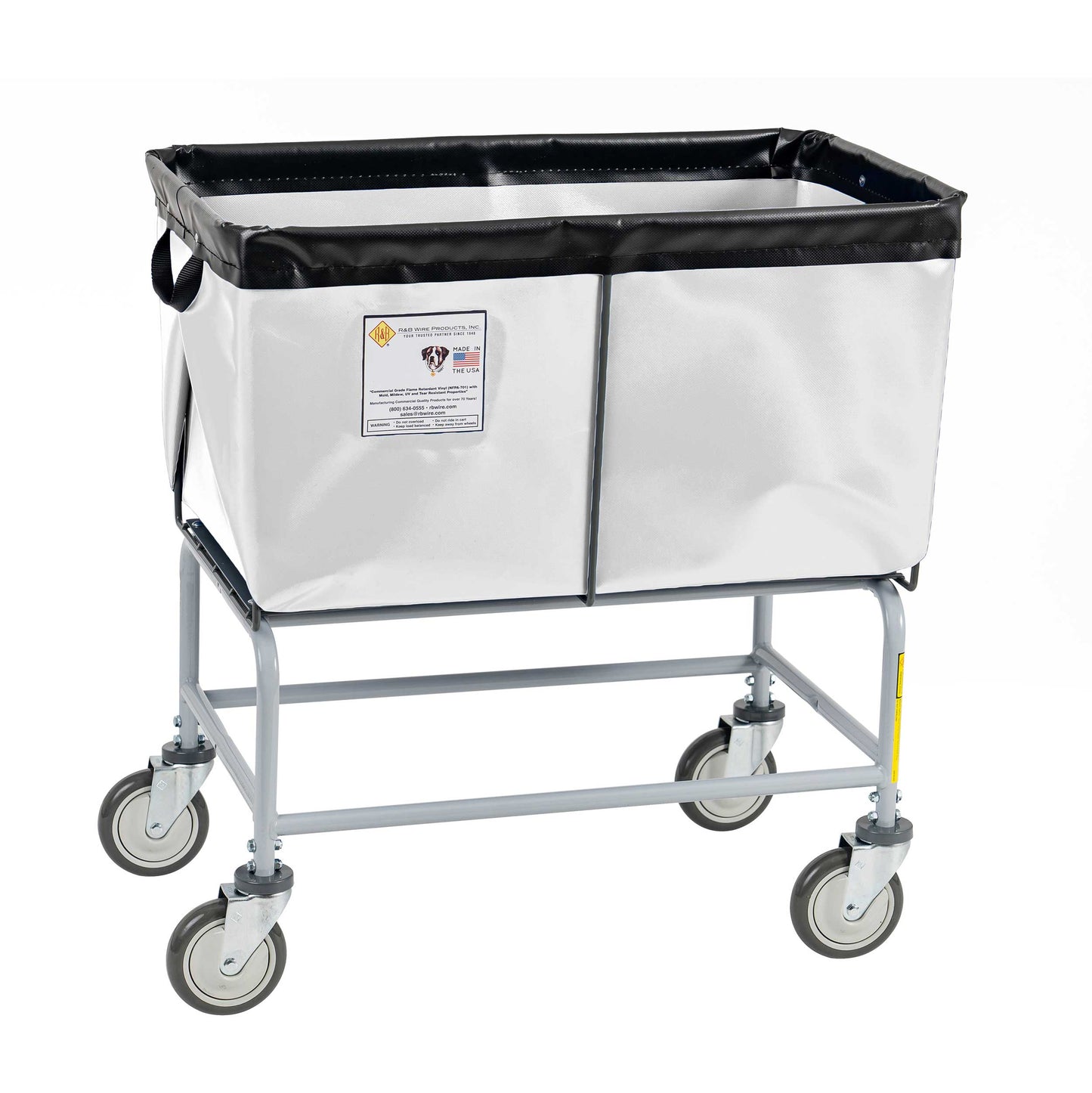 R&B Wire 4 Bushel Fully Sewn Elevated Vinyl Basket Truck, White