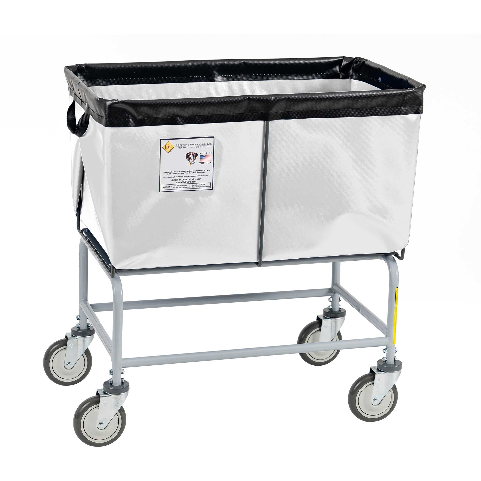 R&B Wire 4 Bushel Fully Sewn Elevated Vinyl Basket Truck, White