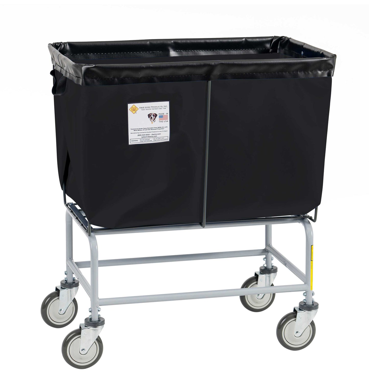 R&B Wire 6 Bushel Fully Sewn Elevated Vinyl Basket Truck, Black