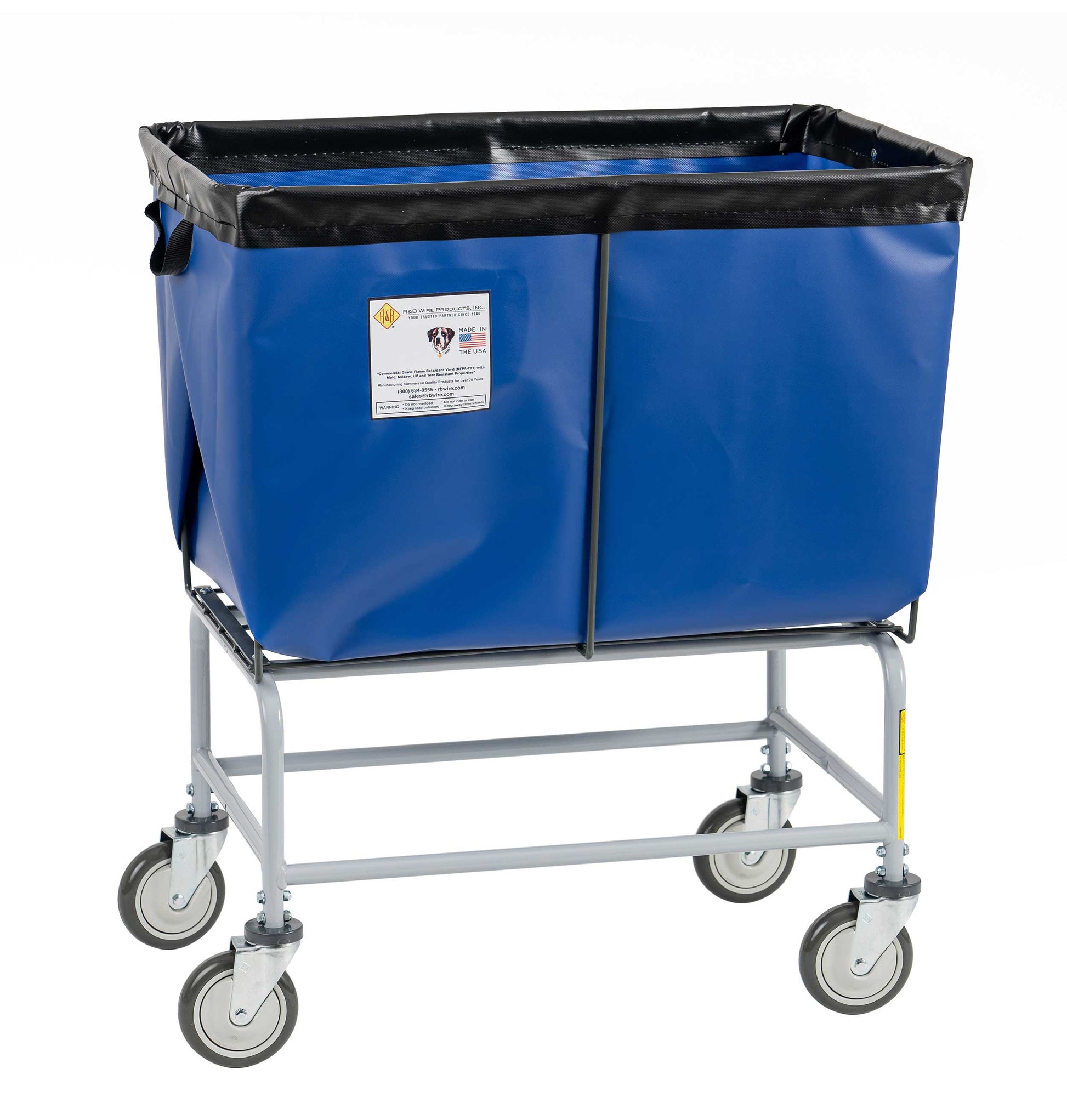 R&B Wire 6 Bushel Fully Sewn Elevated Vinyl Basket Truck, Blue