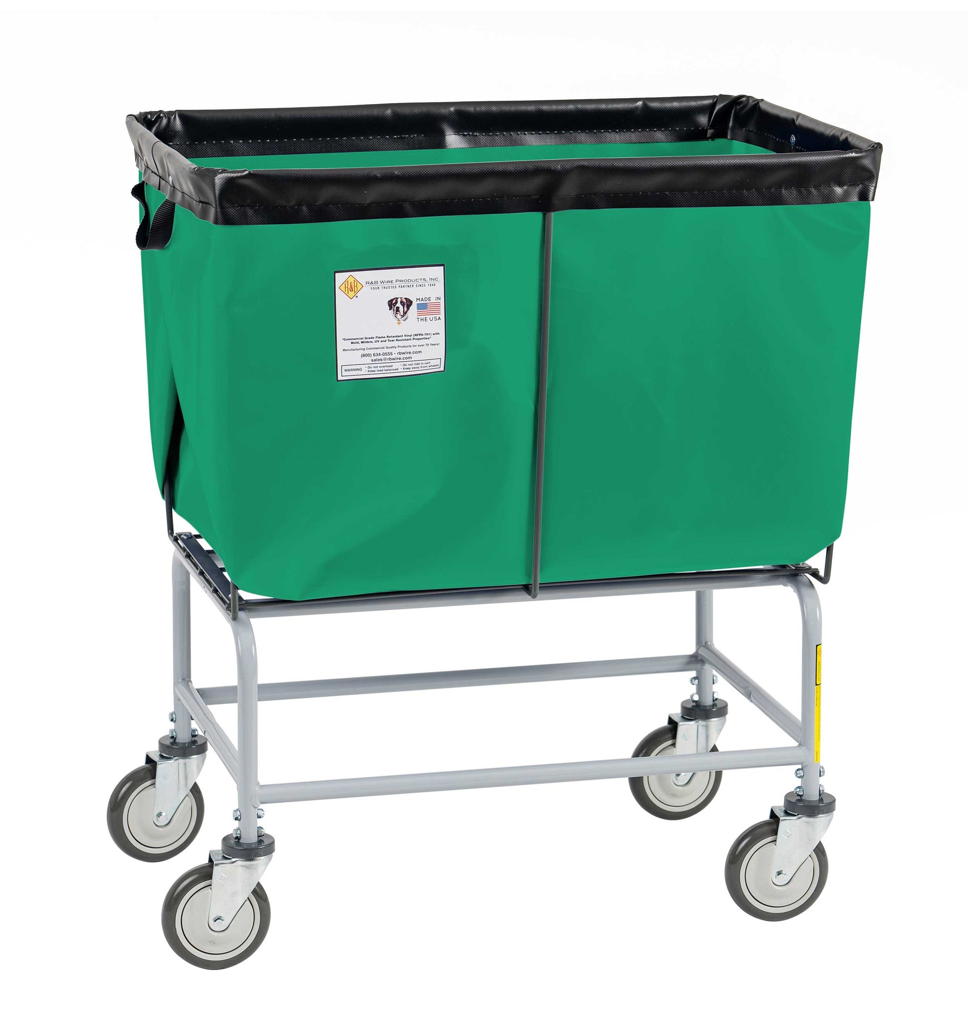 R&B Wire 6 Bushel Fully Sewn Elevated Vinyl Basket Truck, Forest Green