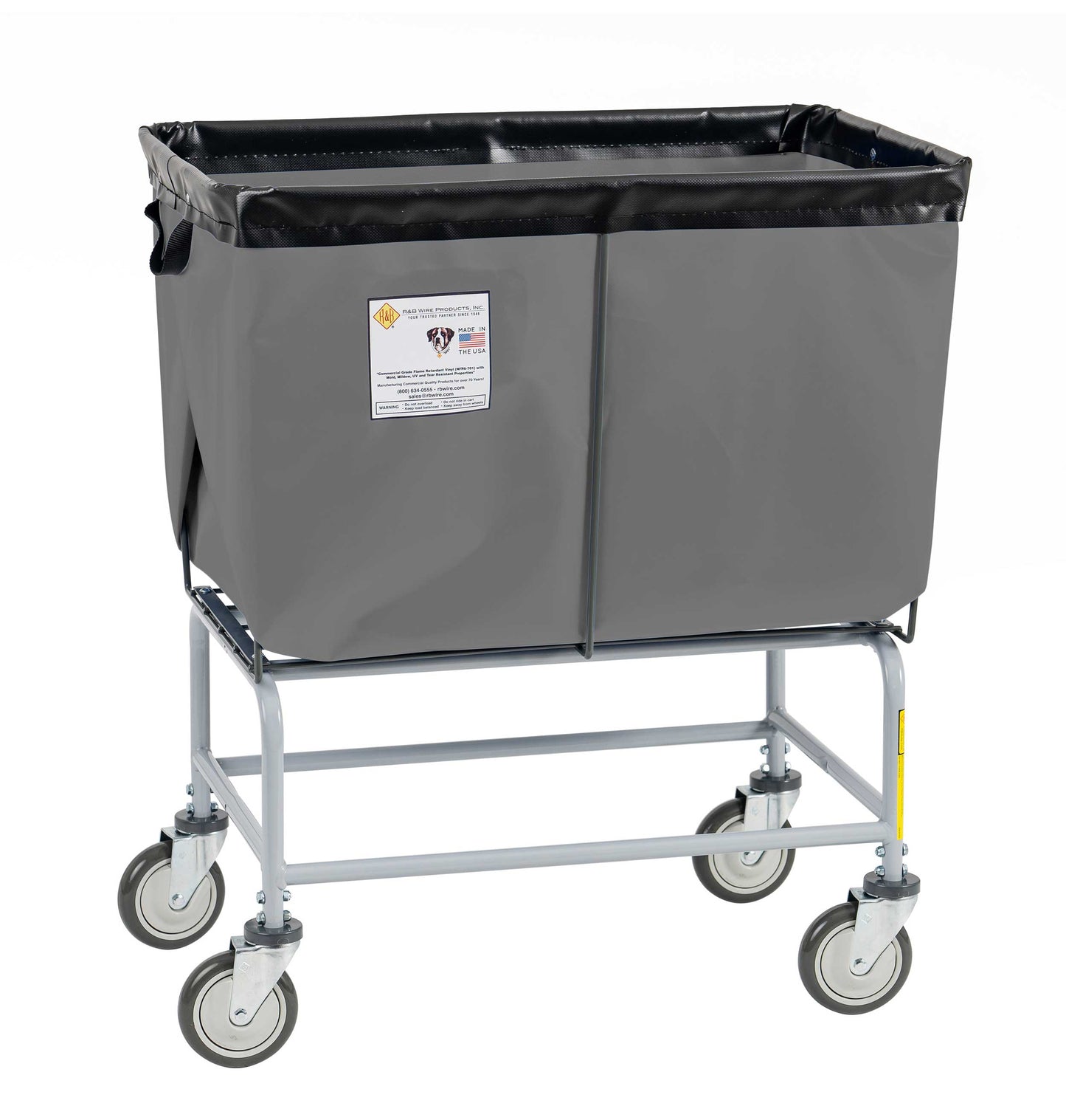 R&B Wire 6 Bushel Fully Sewn Elevated Vinyl Basket Truck, Gray