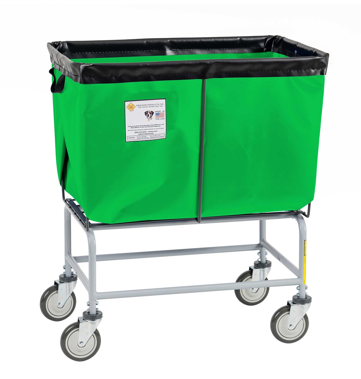 R&B Wire 6 Bushel Fully Sewn Elevated Vinyl Basket Truck, Jelly Bean Green