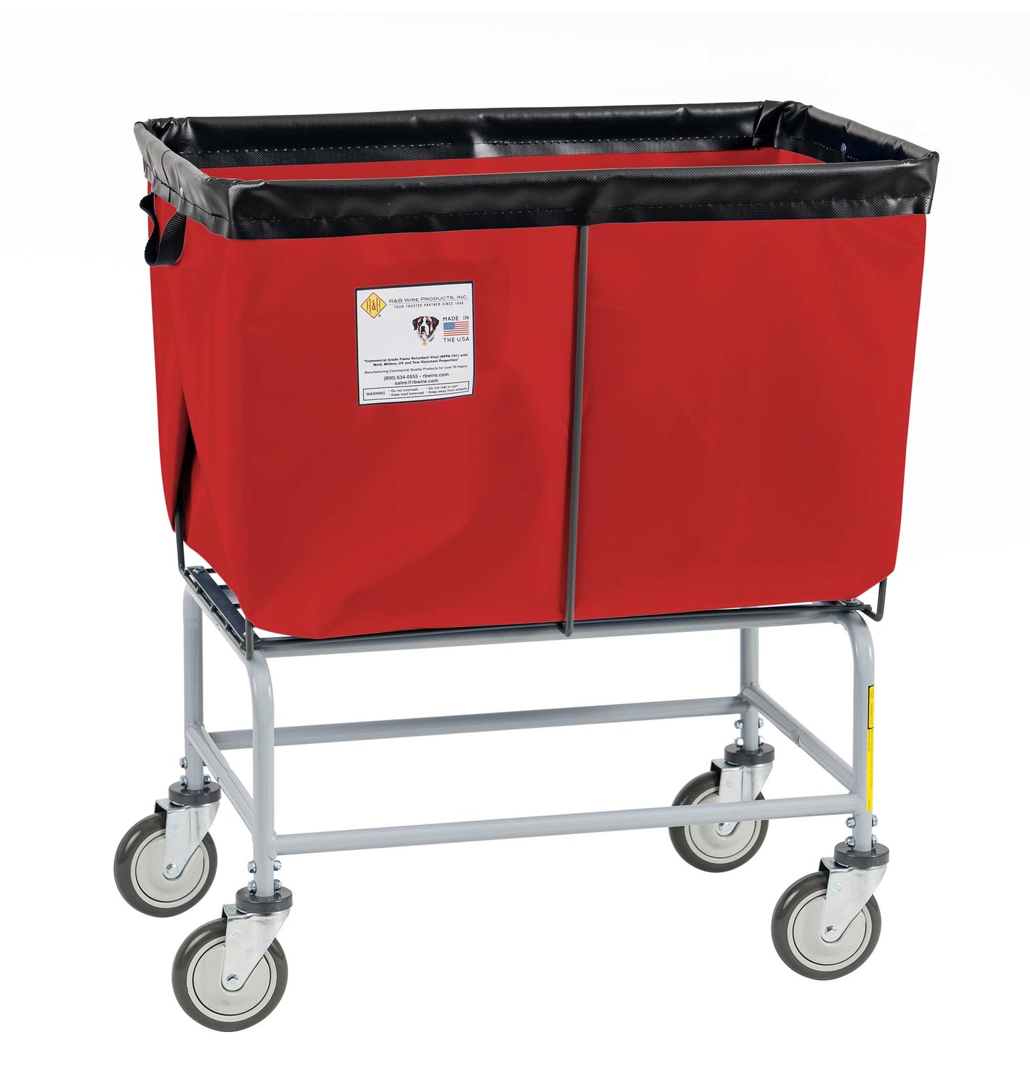 R&B Wire 6 Bushel Fully Sewn Elevated Vinyl Basket Truck, Red