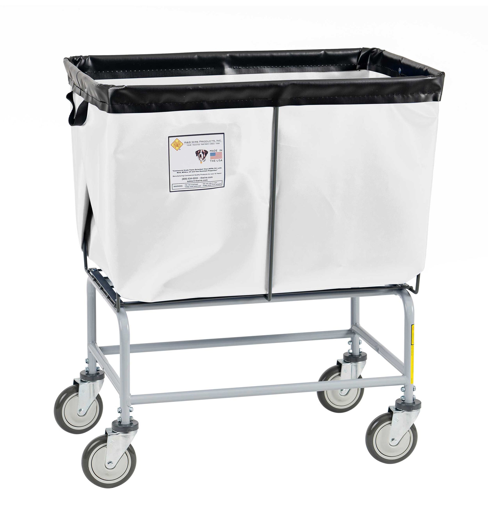 R&B Wire 6 Bushel Fully Sewn Elevated Vinyl Basket Truck, White