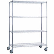 Rolling Wire Shelving Cart 18 x 60 x 68 With Wire Shelves - SHORT