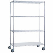 Rolling Wire Shelving Cart 24 x 48 x 68 with Solid Bottom - SHORT