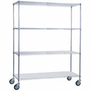 Rolling Wire Shelving Cart 24 x 60 x 68 with Solid Bottom - SHORT