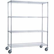 Rolling Wire Shelving Cart 24 x 60 x 68 With Wire Shelves - SHORT