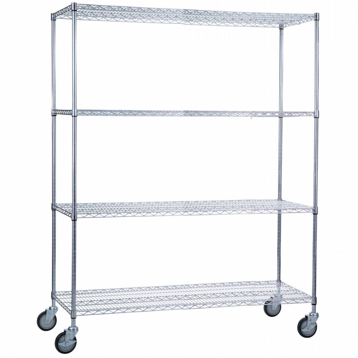 Rolling Wire Shelving Cart 60 x 24 x 78 With Wire Shelves