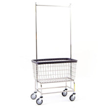 Large Capacity Laundry Cart w/ Double Pole Rack