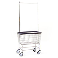 Large Capacity Laundry Cart w/ Double Pole Rack
